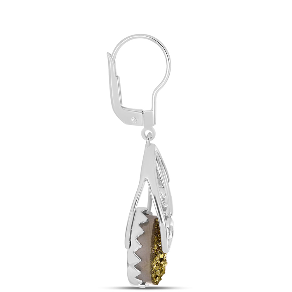Cercei din Argint 925 ( 5.28 grame ) cu Drusy Auriu 6.34 Carate 2 