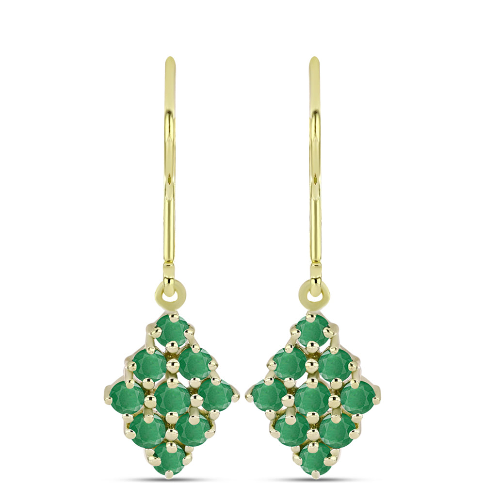 Cercei din Argint 925 Placat cu Aur ( 2.28 grame ) cu Smarald Brazilian 1.23 Carate