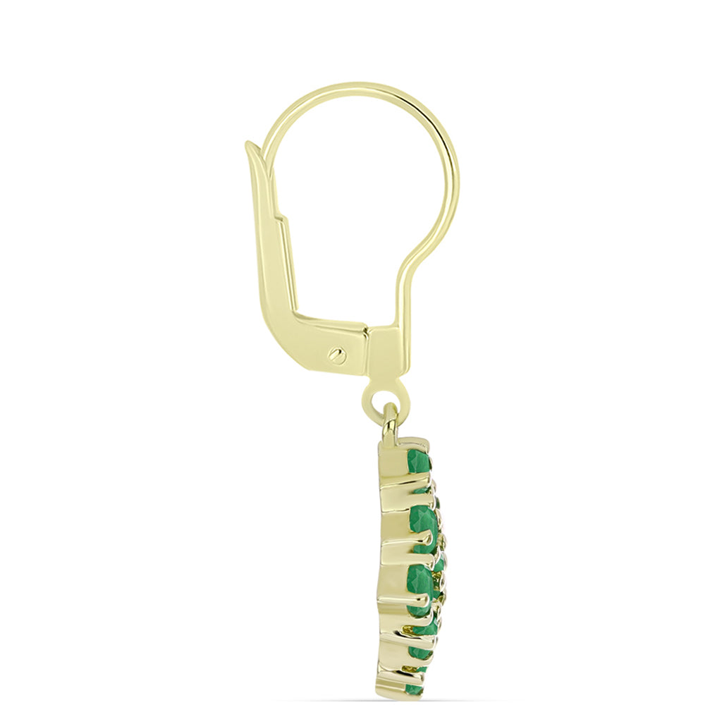 Cercei din Argint 925 Placat cu Aur ( 2.28 grame ) cu Smarald Brazilian 1.23 Carate 2 