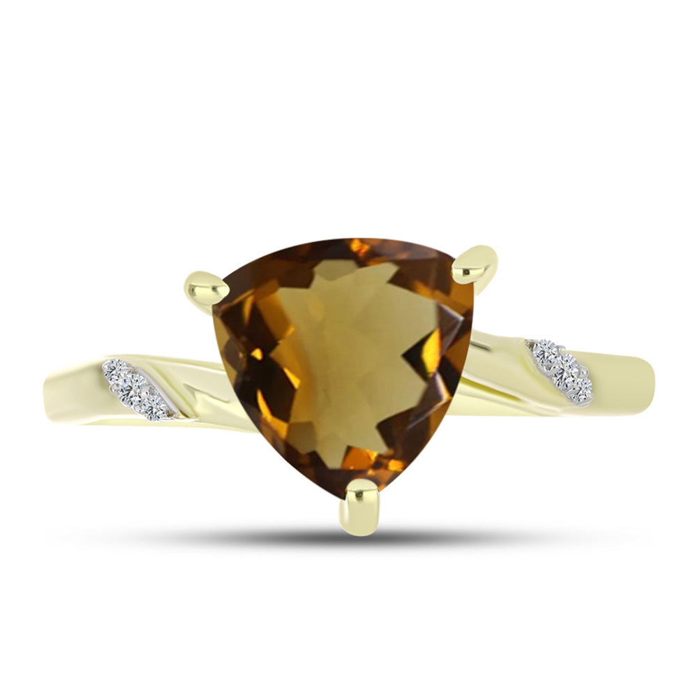 Inel din Argint 925 Placat cu Aur ( 2.37 grame ) cu Cuarț Coniac și Topaz Alb 3.05 Carate