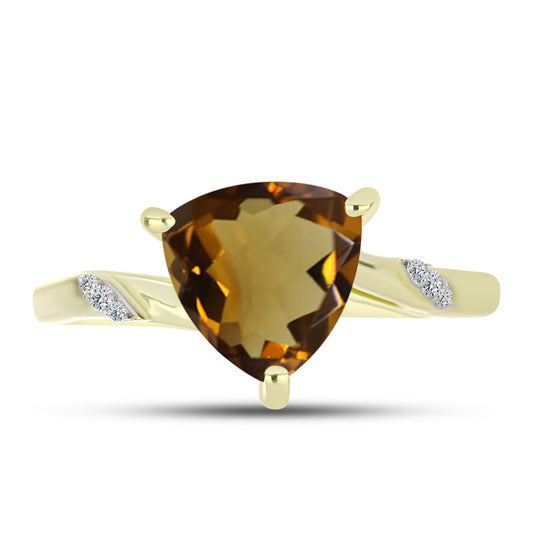Inel din Argint 925 Placat cu Aur ( 2.37 grame ) cu Cuarț Coniac și Topaz Alb 3.05 Carate