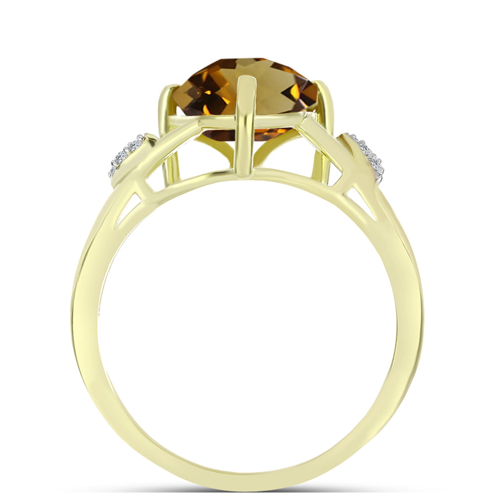 Inel din Argint 925 Placat cu Aur ( 2.37 grame ) cu Cuarț Coniac și Topaz Alb 3.05 Carate 2 