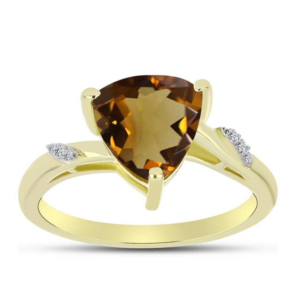 Inel din Argint 925 Placat cu Aur ( 2.37 grame ) cu Cuarț Coniac și Topaz Alb 3.05 Carate 3 
