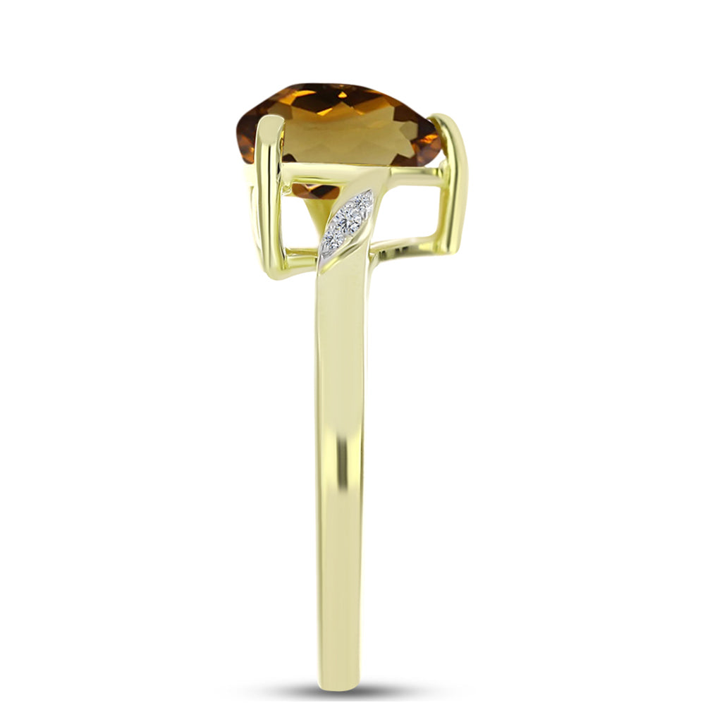 Inel din Argint 925 Placat cu Aur ( 2.37 grame ) cu Cuarț Coniac și Topaz Alb 3.05 Carate