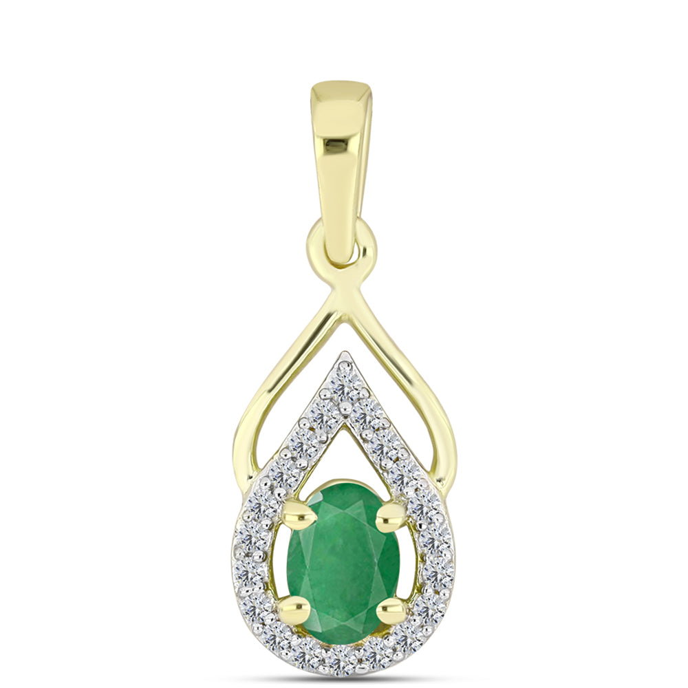 Pandantiv din Argint 925 Placat cu Aur ( 1.04 grame ) cu Smarald Brazilian și Topaz Alb 0.59 Carate