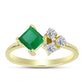 Inel din Argint 925 Placat cu Aur ( 2 grame ) cu Smarald Brazilian și Topaz Alb 0.86 Carate