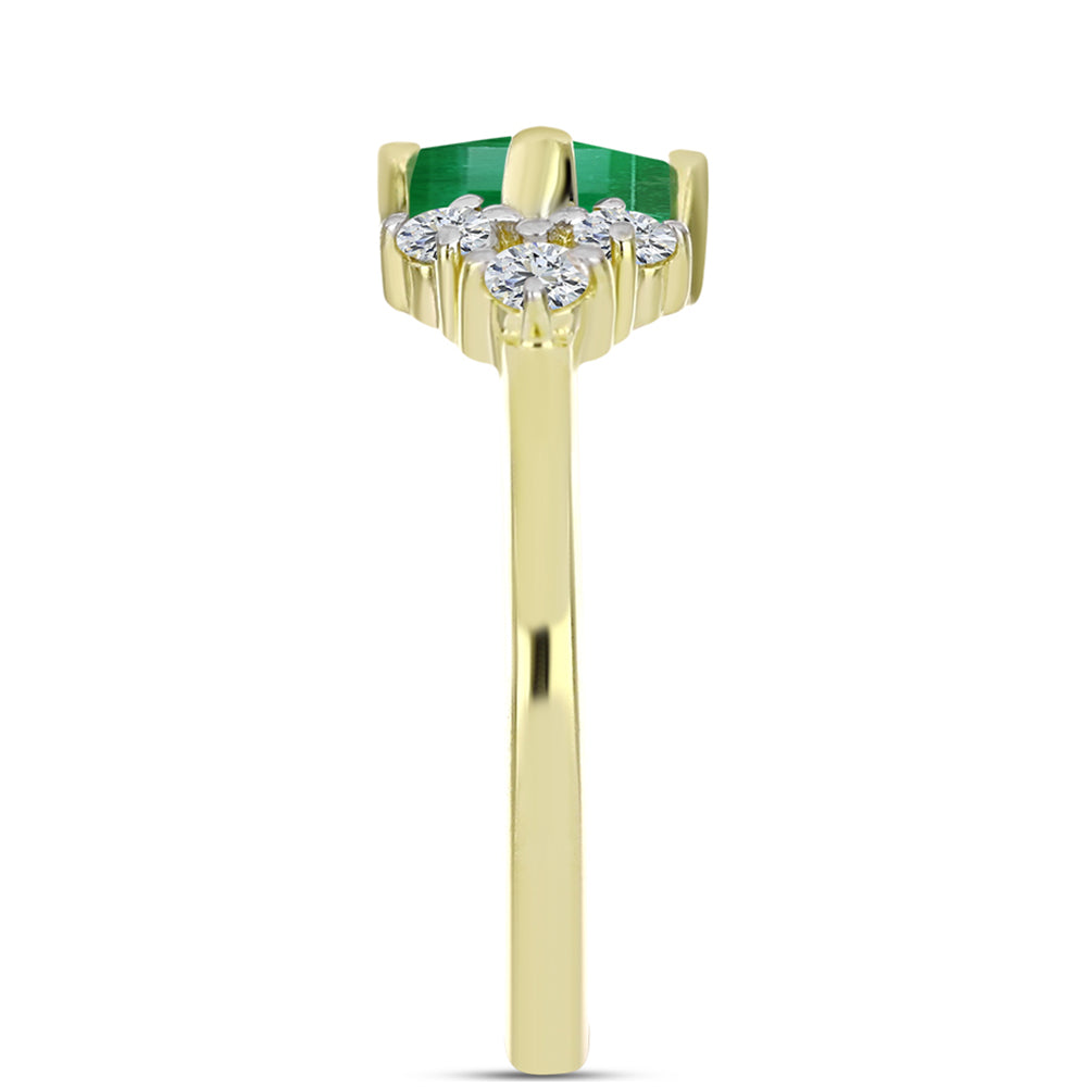 Inel din Argint 925 Placat cu Aur ( 2 grame ) cu Smarald Brazilian și Topaz Alb 0.86 Carate 4 