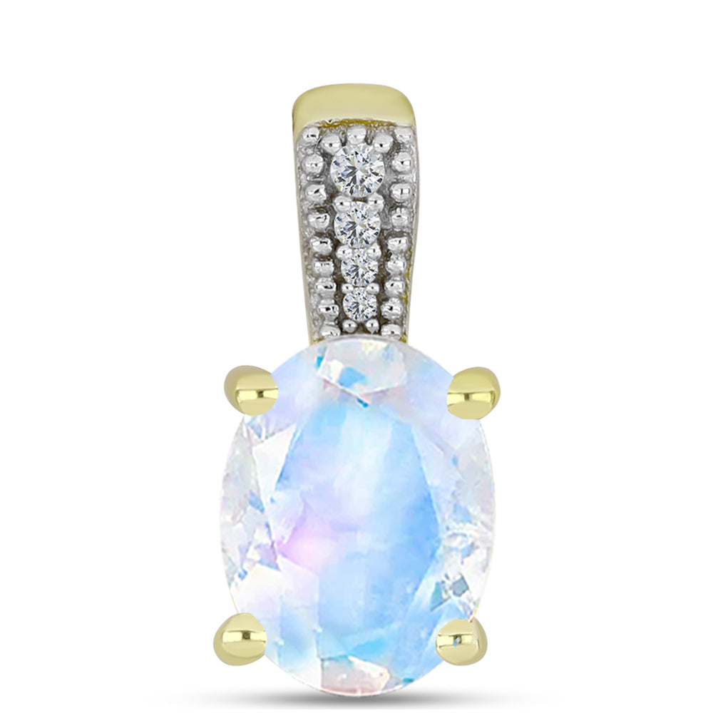 Pandantiv din Argint 925 Placat cu Aur ( 0.92 grame ) cu Piatra Lunii Curcubeu și Topaz Alb 1.66 Carate 1 