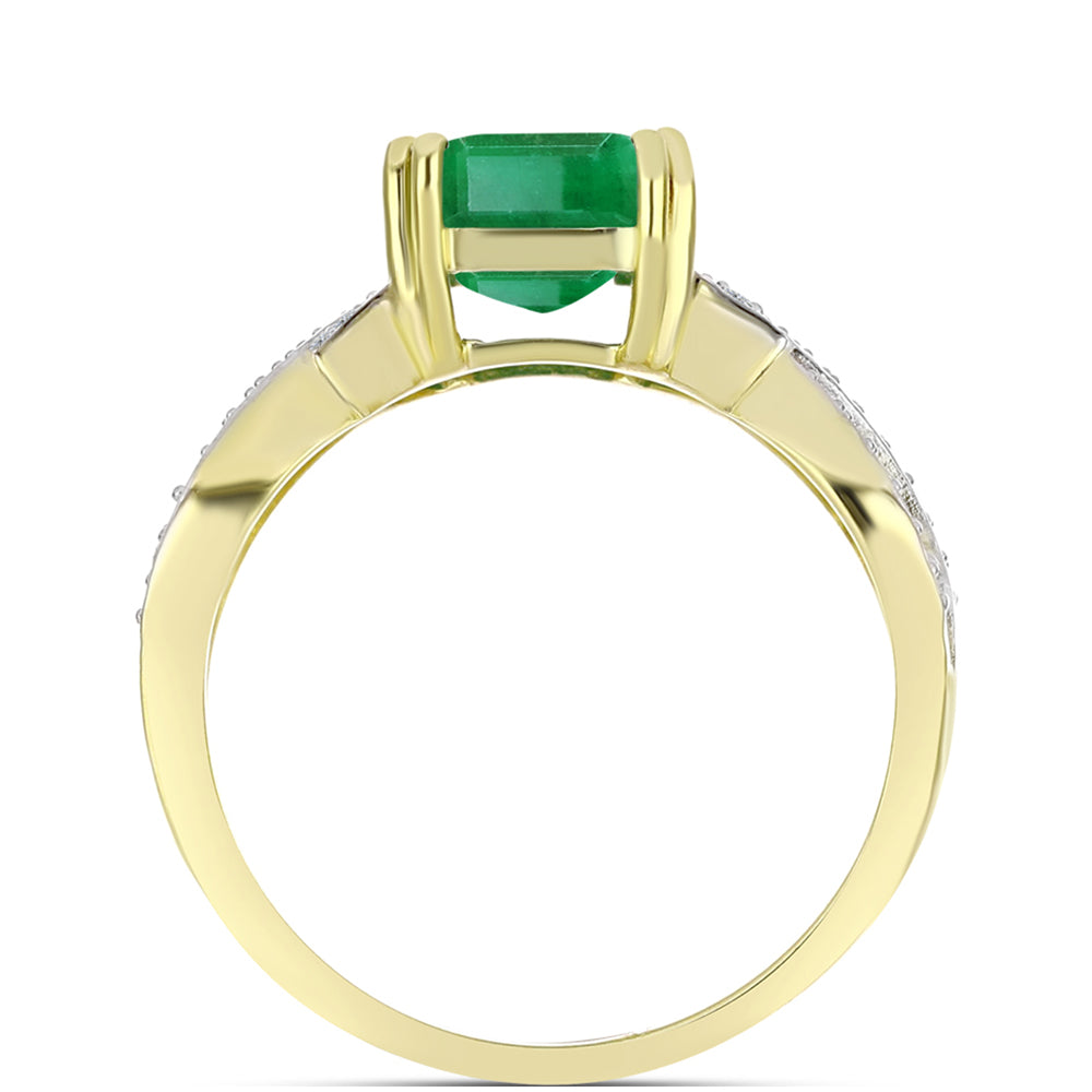 Inel din Argint 925 Placat cu Aur ( 3.28 grame ) cu Smarald Brazilian și Topaz Alb 2.5 Carate