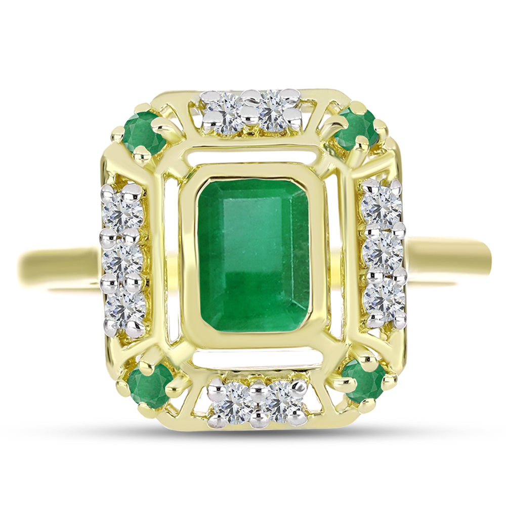 Inel din Argint 925 Placat cu Aur ( 3.7 grame ) cu Smarald Brazilian și Topaz Alb 1.51 Carate