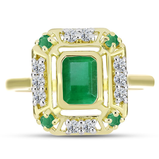 Inel din Argint 925 Placat cu Aur ( 3.7 grame ) cu Smarald Brazilian și Topaz Alb 1.51 Carate