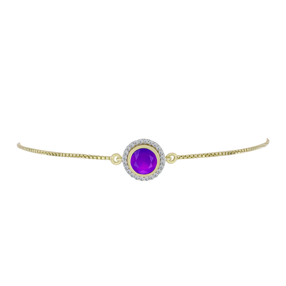 Brățară din Argint 925 Placat cu Aur ( 3.29 grame ) cu Agat Violet și Topaz Alb 1.49 Carate