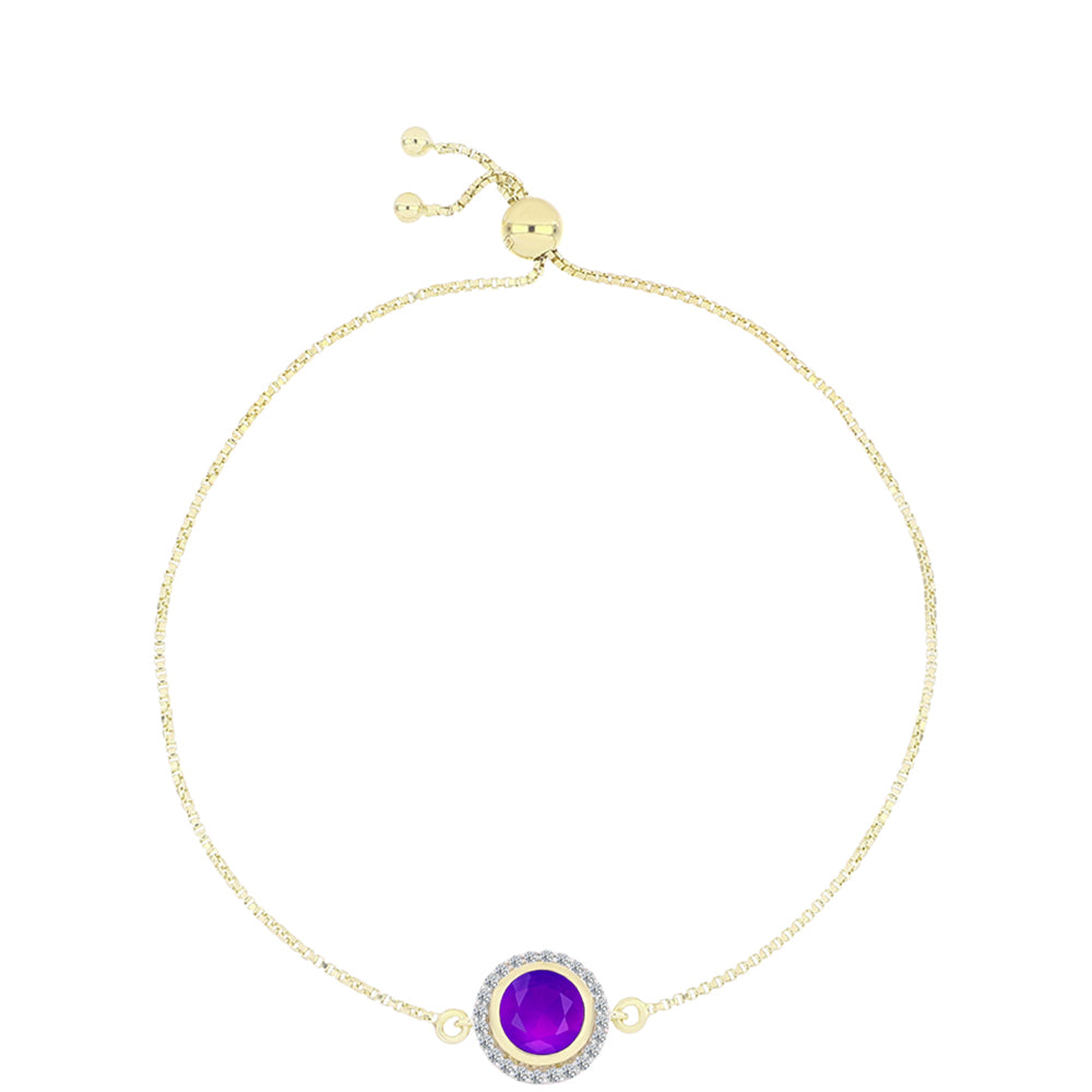 Brățară din Argint 925 Placat cu Aur ( 3.29 grame ) cu Agat Violet și Topaz Alb 1.49 Carate