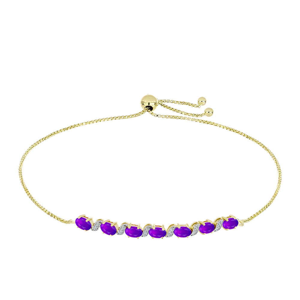 Brățară din Argint 925 Placat cu Aur ( 5.71 grame ) cu Agat Violet și Topaz Alb 2.89 Carate