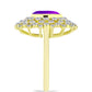Inel din Argint 925 Placat cu Aur ( 4.79 grame ) cu Agat Violet și Topaz Alb 3.57 Carate