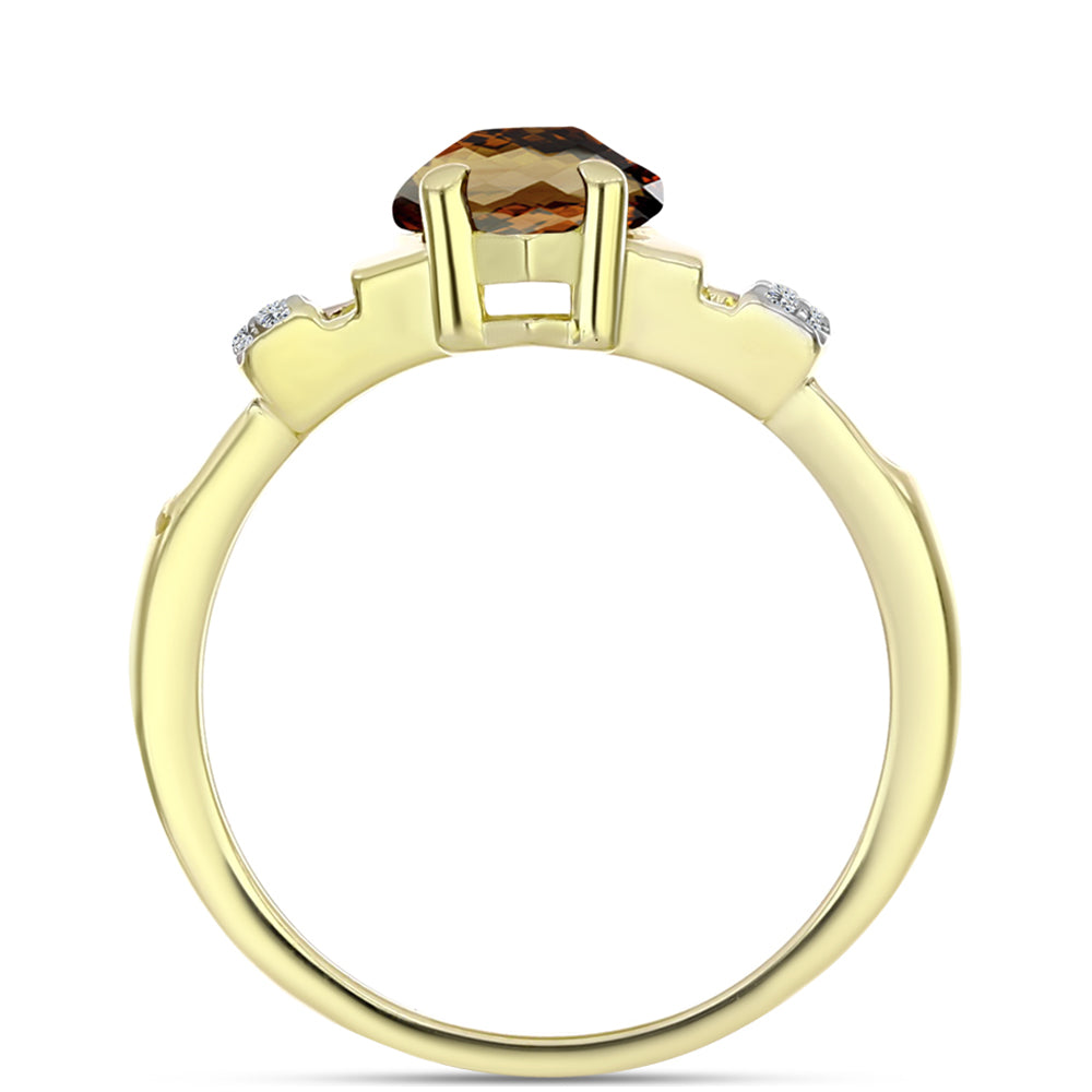 Inel din Argint 925 Placat cu Aur ( 3.06 grame ) cu Cuarț Coniac și Topaz Alb 2.47 Carate