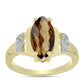 Inel din Argint 925 Placat cu Aur ( 3.06 grame ) cu Cuarț Coniac și Topaz Alb 2.47 Carate