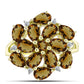 Inel din Argint 925 Placat cu Aur ( 4.37 grame ) cu Cuarț Coniac și Topaz Alb 4.1 Carate