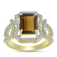 Inel din Argint 925 Placat cu Aur ( 4.43 grame ) cu Cuarț Coniac și Topaz Alb 3.62 Carate