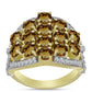 Inel din Argint 925 Placat cu Aur ( 6.81 grame ) cu Cuarț Coniac și Topaz Alb 4.09 Carate