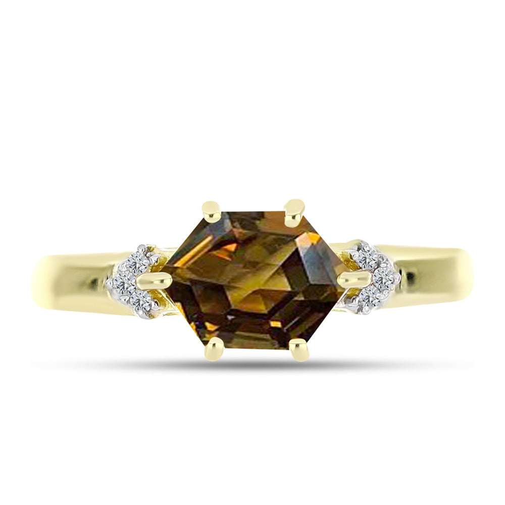 Inel din Argint 925 Placat cu Aur ( 2.43 grame ) cu Cuarț Coniac și Topaz Alb 1.78 Carate 1 