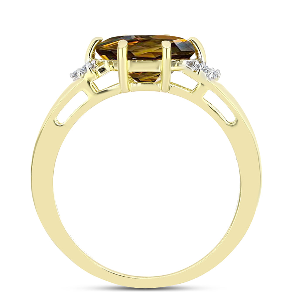 Inel din Argint 925 Placat cu Aur ( 2.43 grame ) cu Cuarț Coniac și Topaz Alb 1.78 Carate 2 