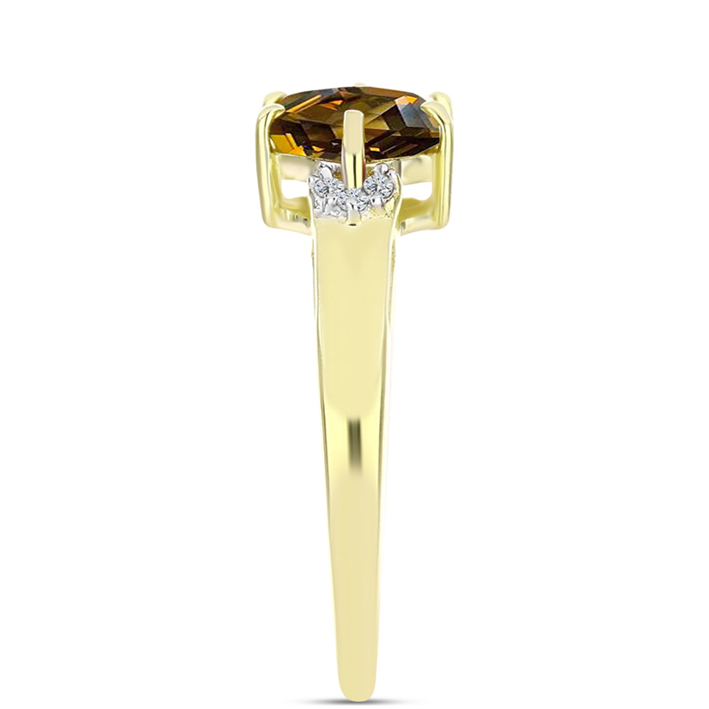 Inel din Argint 925 Placat cu Aur ( 2.43 grame ) cu Cuarț Coniac și Topaz Alb 1.78 Carate 4 
