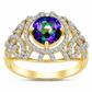 Inel din Argint 925 Placat cu Aur ( 3.9 grame ) cu Topaz Mistic și Topaz Alb 2.67 Carate