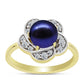 Inel din Argint 925 Placat cu Aur ( 3.34 grame ) cu Perlă de Cultură Neagră și Topaz Alb 3.47 Carate