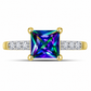Inel din Argint 925 Placat cu Aur ( 2.22 grame ) cu Topaz Mistic și Topaz Alb 1.55 Carate
