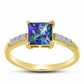 Inel din Argint 925 Placat cu Aur ( 2.22 grame ) cu Topaz Mistic și Topaz Alb 1.55 Carate