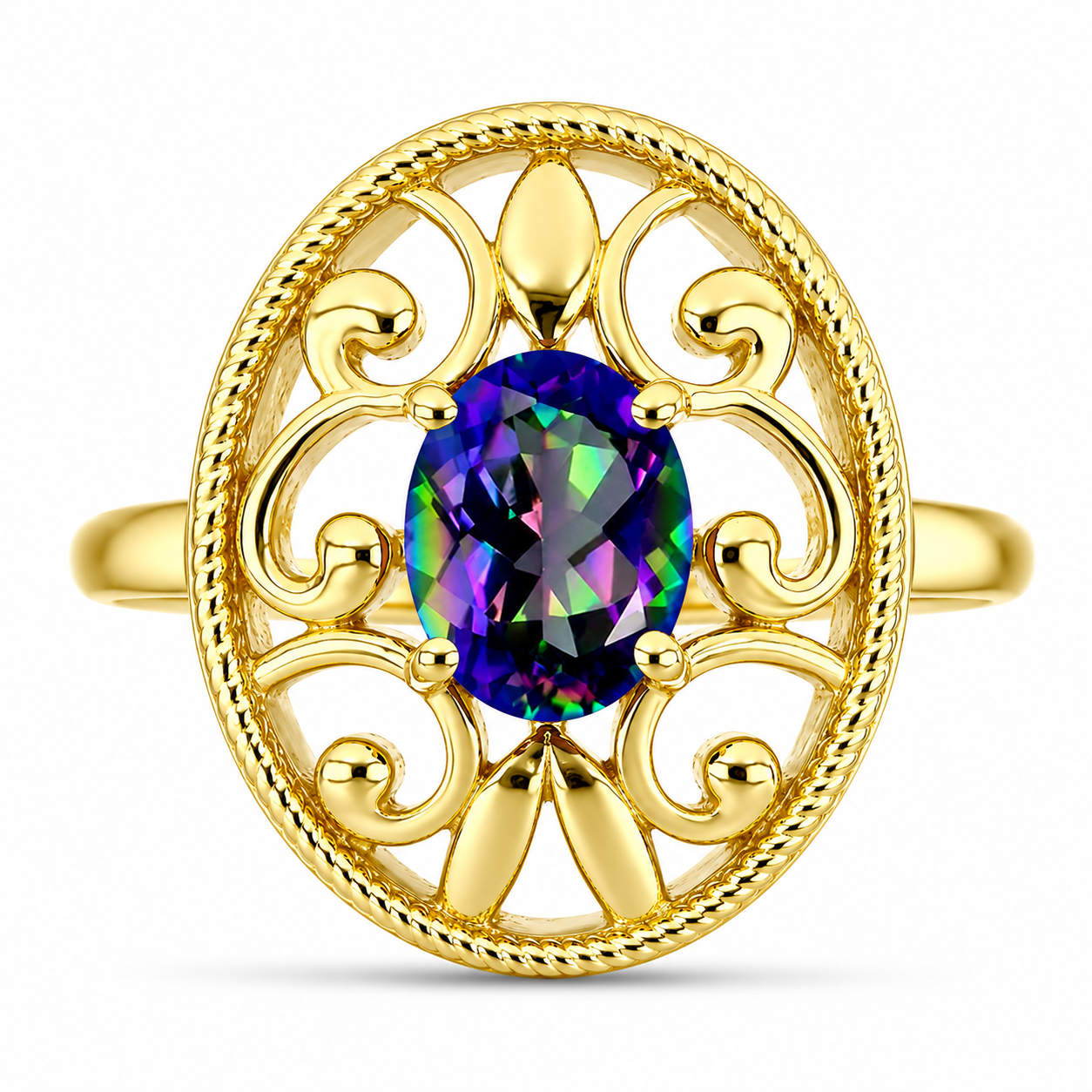 Inel din Argint 925 Placat cu Aur ( 4.48 grame ) cu Topaz Mistic 1.1 Carate