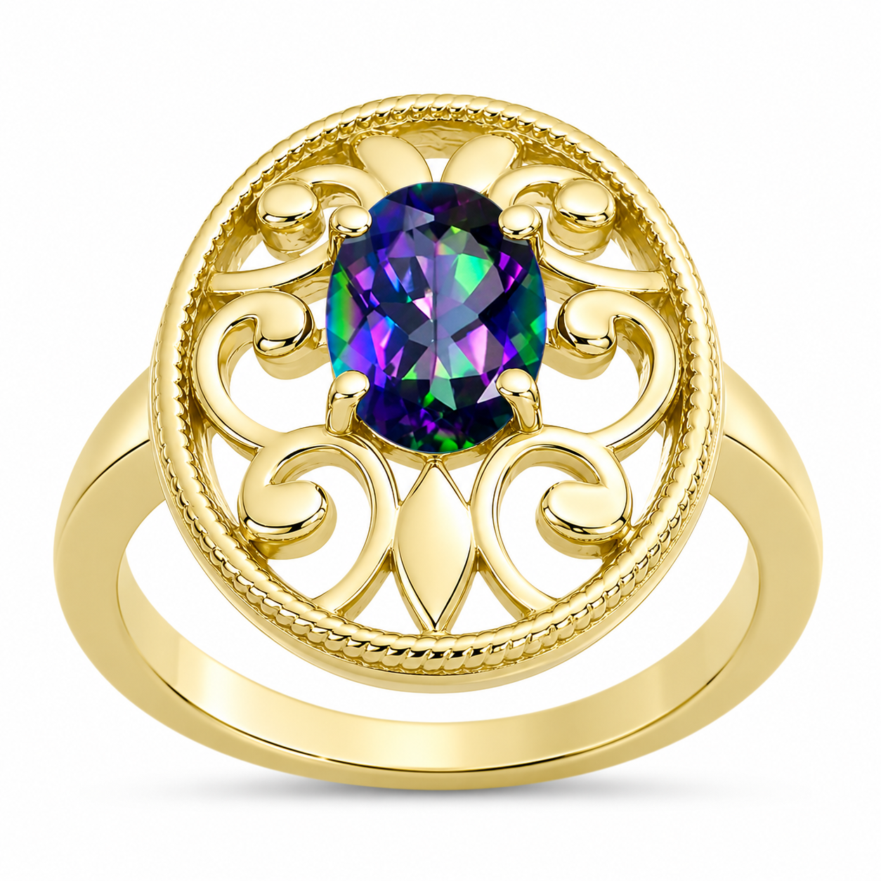 Inel din Argint 925 Placat cu Aur ( 4.48 grame ) cu Topaz Mistic 1.1 Carate 4 