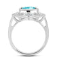 Inel din Argint 925 ( 3.62 grame ) cu Cuarț Paraiba și Topaz Alb 2.12 Carate
