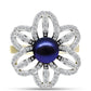 Inel din Argint 925 Placat cu Aur ( 5.54 grame ) cu Perlă de Cultură Neagră și Topaz Alb 3.67 Carate