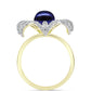 Inel din Argint 925 Placat cu Aur ( 5.54 grame ) cu Perlă de Cultură Neagră și Topaz Alb 3.67 Carate