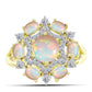 Inel din Argint 925 Placat cu Aur ( 3.44 grame ) cu Opal Welo și Topaz Alb 2.04 Carate
