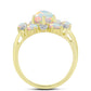 Inel din Argint 925 Placat cu Aur ( 3.44 grame ) cu Opal Welo și Topaz Alb 2.04 Carate