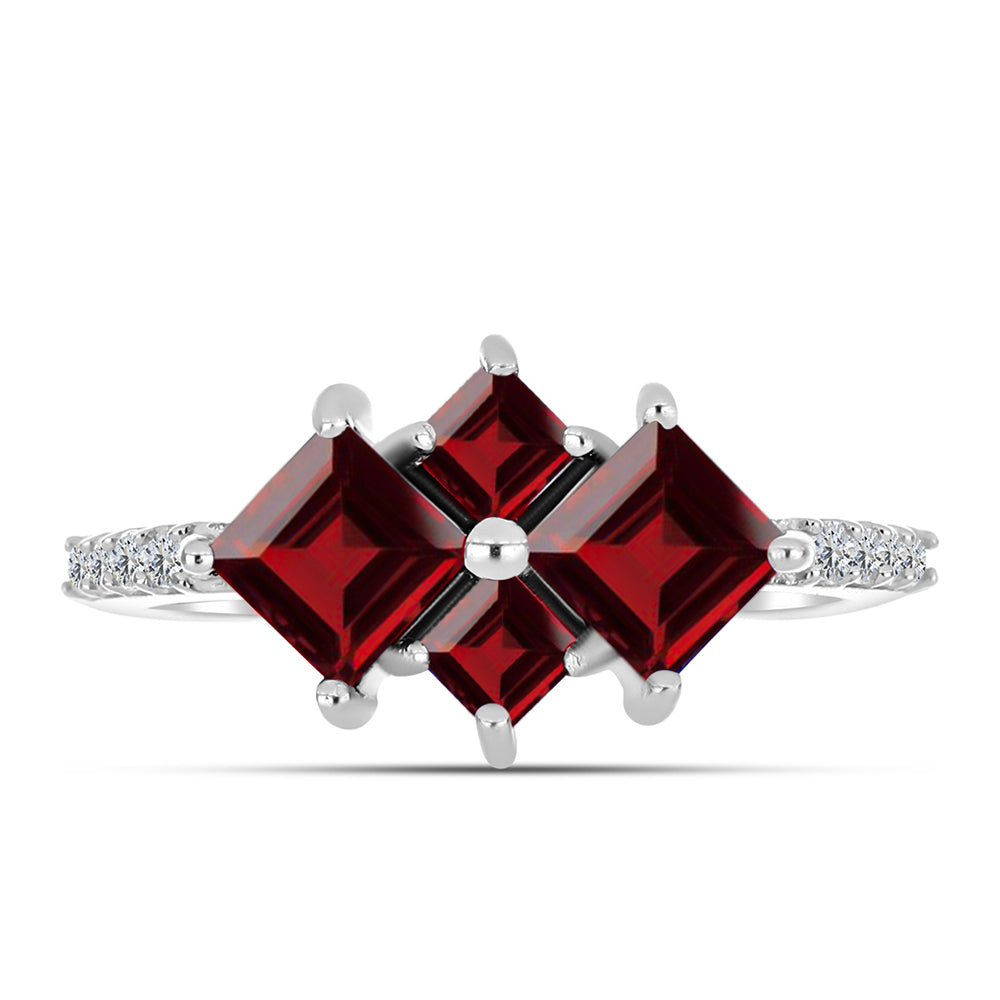 Inel din Argint 925 ( 2.5 grame ) cu Granat Barton și Topaz Alb 2.44 Carate 3 