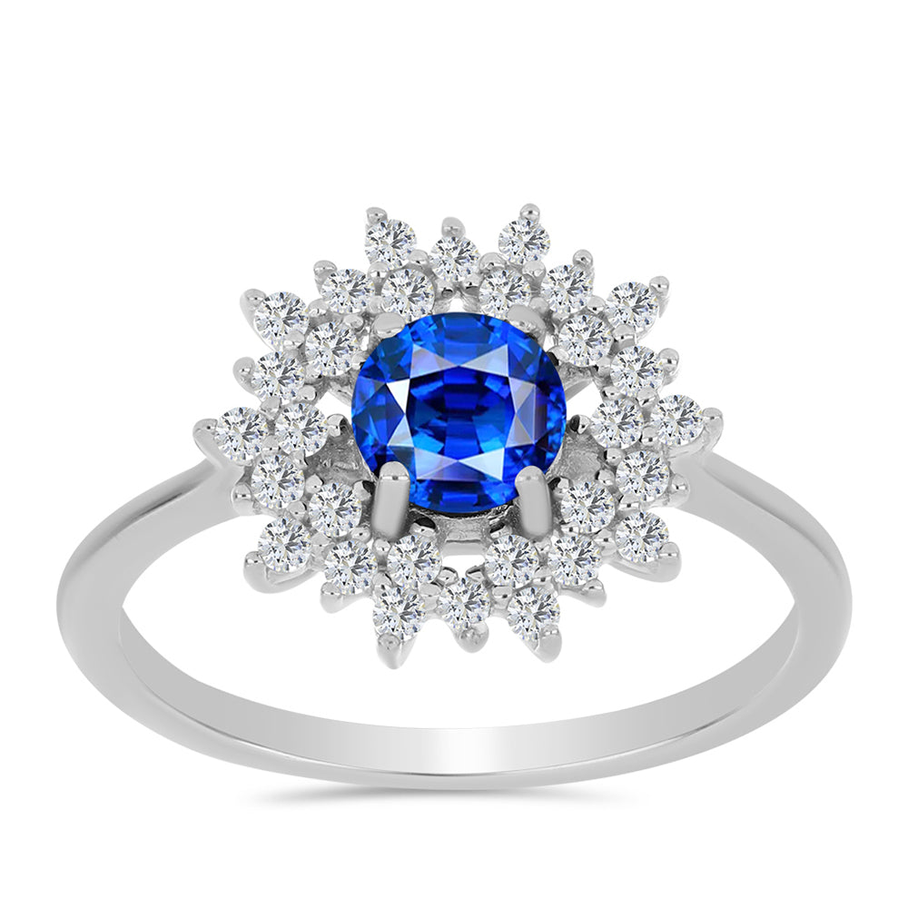 Inel din Argint 925 ( 2.68 grame ) cu Safir Albastru Australian și Topaz Alb 1.62 Carate 1 