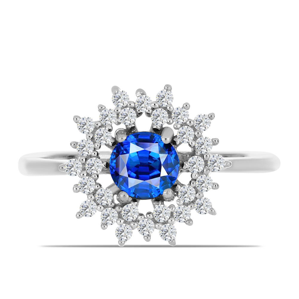 Inel din Argint 925 ( 2.68 grame ) cu Safir Albastru Australian și Topaz Alb 1.62 Carate 2 