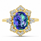 Inel din Argint 925 Placat cu Aur ( 2.84 grame ) cu Topaz Mistic și Topaz Alb 2.62 Carate