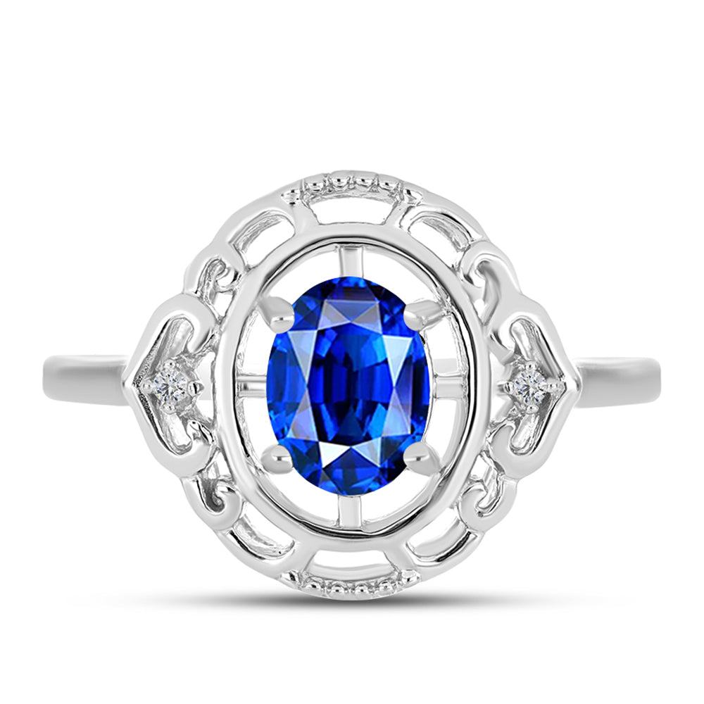 Inel din Argint 925 ( 2.93 grame ) cu Safir Albastru Australian și Topaz Alb 1.65 Carate