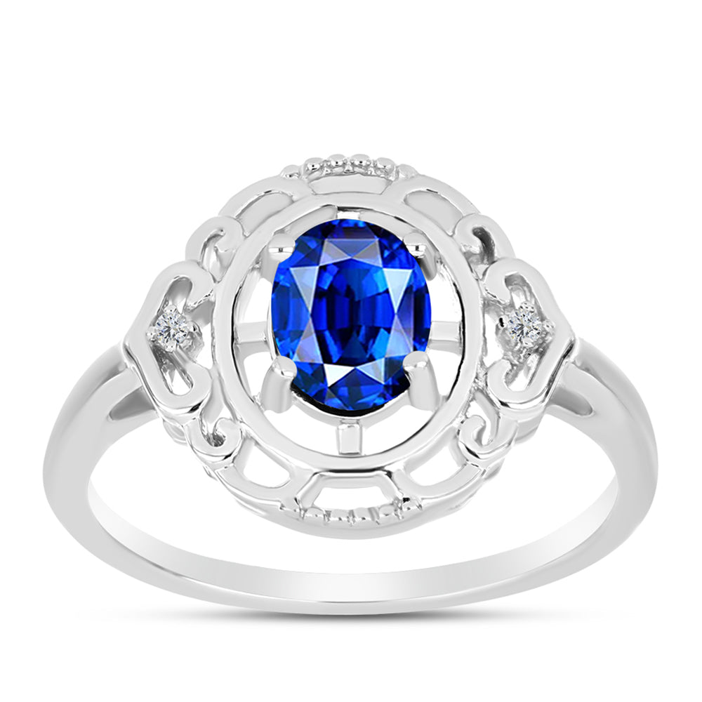 Inel din Argint 925 ( 2.93 grame ) cu Safir Albastru Australian și Topaz Alb 1.65 Carate 3 