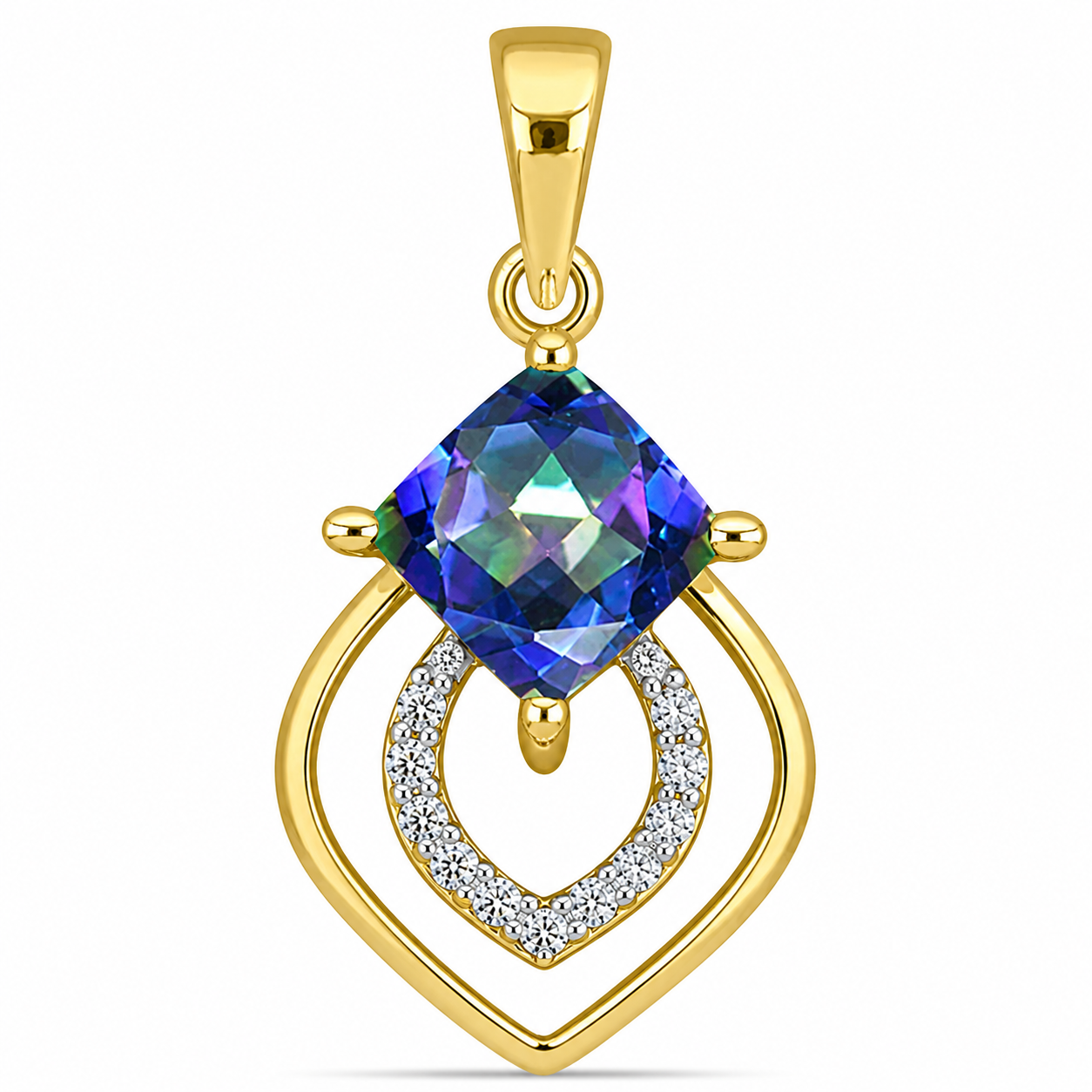 Pandantiv din Argint 925 Placat cu Aur ( 1.35 grame ) cu Topaz Mistic și Topaz Alb 1.02 Carate