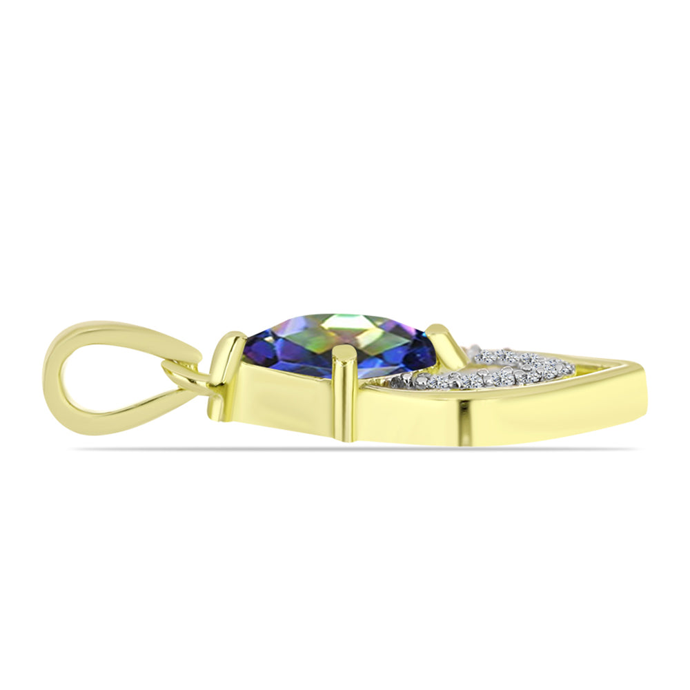 Pandantiv din Argint 925 Placat cu Aur ( 1.35 grame ) cu Topaz Mistic și Topaz Alb 1.02 Carate 2 