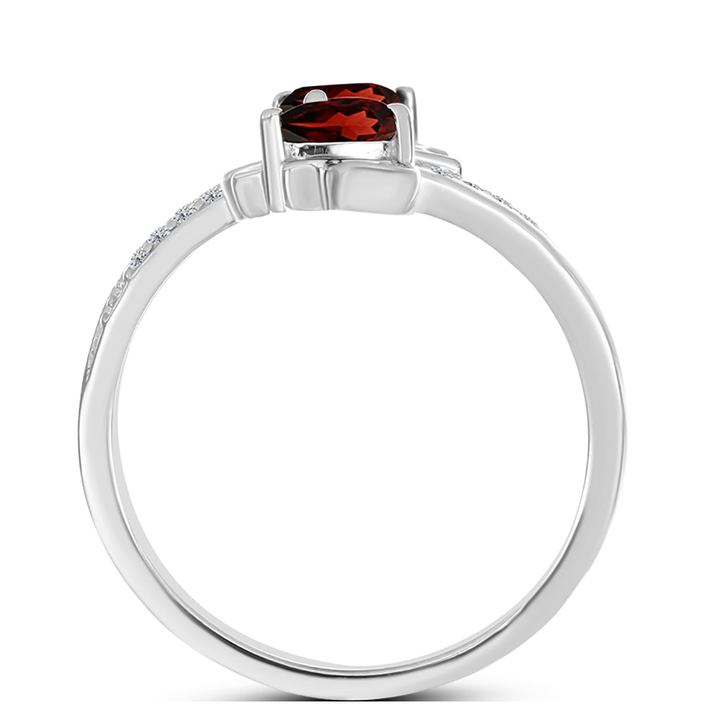 Inel din Argint 925 ( 3.03 grame ) cu Granat Barton și Topaz Alb 0.69 Carate