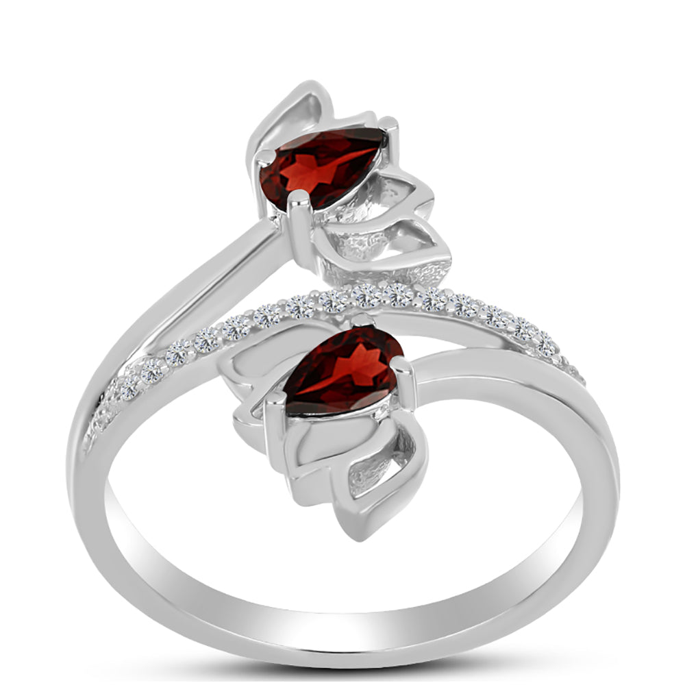 Inel din Argint 925 ( 3.03 grame ) cu Granat Barton și Topaz Alb 0.69 Carate