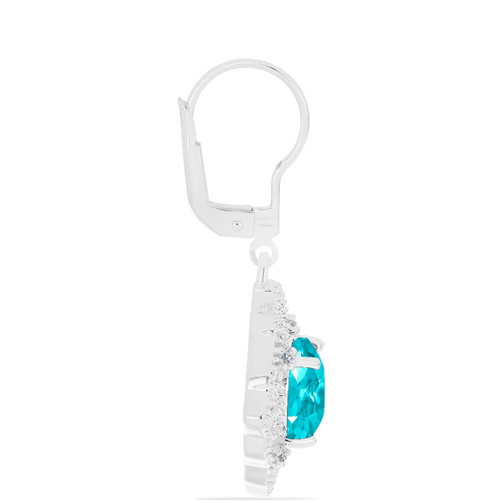 Cercei din Argint 925 ( 3.79 grame ) cu Cuarț Paraiba și Topaz Alb 3.33 Carate 2 