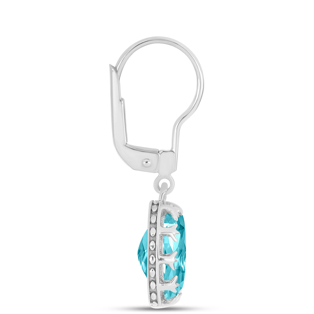 Cercei din Argint 925 ( 2.34 grame ) cu Cuarț Paraiba 4.76 Carate
